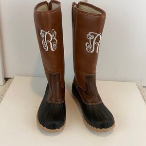 Outwoods Brown back Zip Duck Boots Faux Fur Lined Size 5